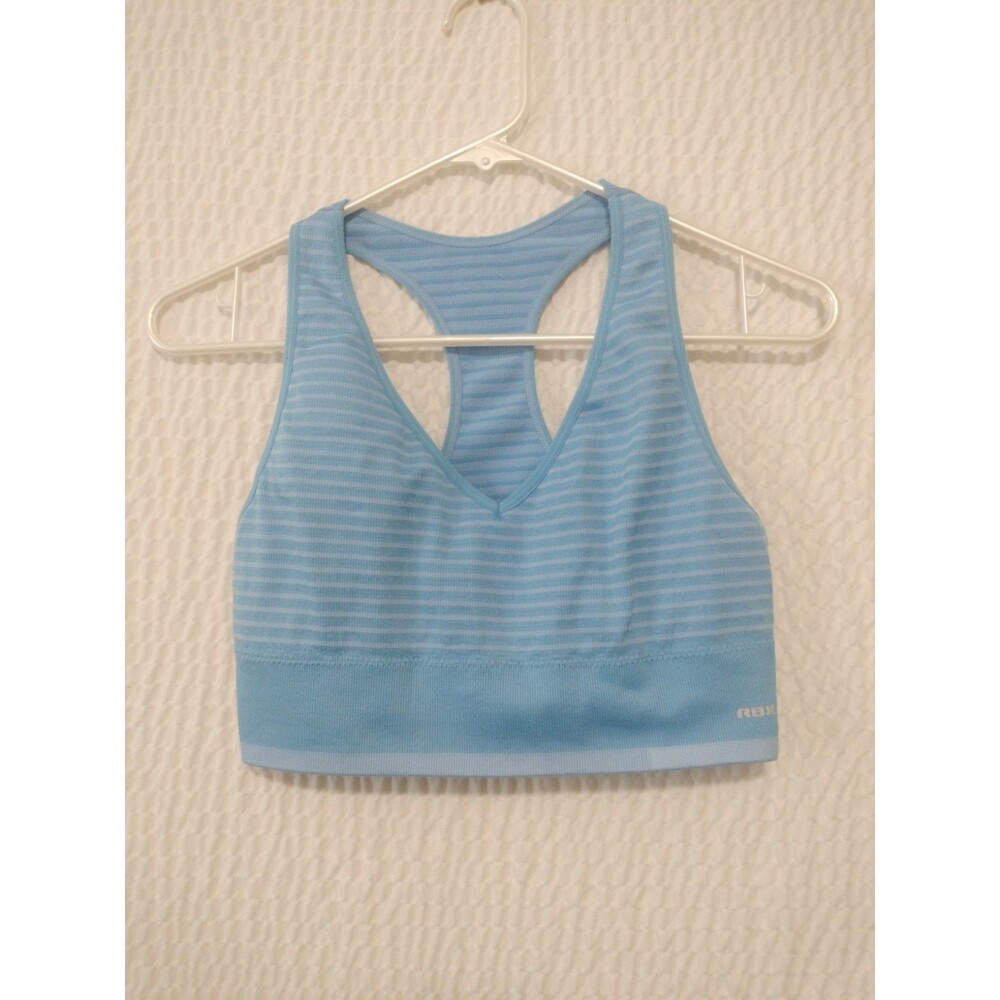 RBK  Reebok Women's M Sports Bar Athletic Blue Striped Wireless Comfort Stretch